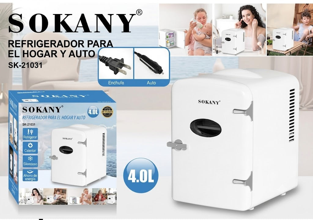 Mini Refrigerador SOKANY SK-21031 4L para Hogar y Auto