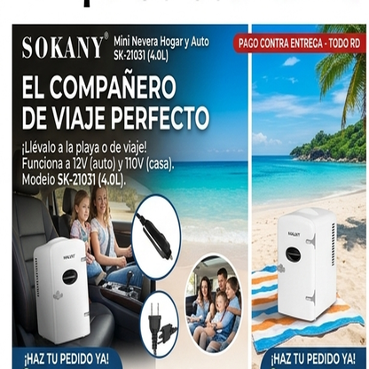 Mini Refrigerador SOKANY SK-21031 4L para Hogar y Auto
