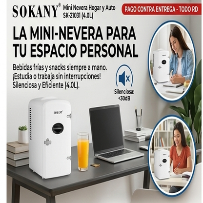 Mini Refrigerador SOKANY SK-21031 4L para Hogar y Auto